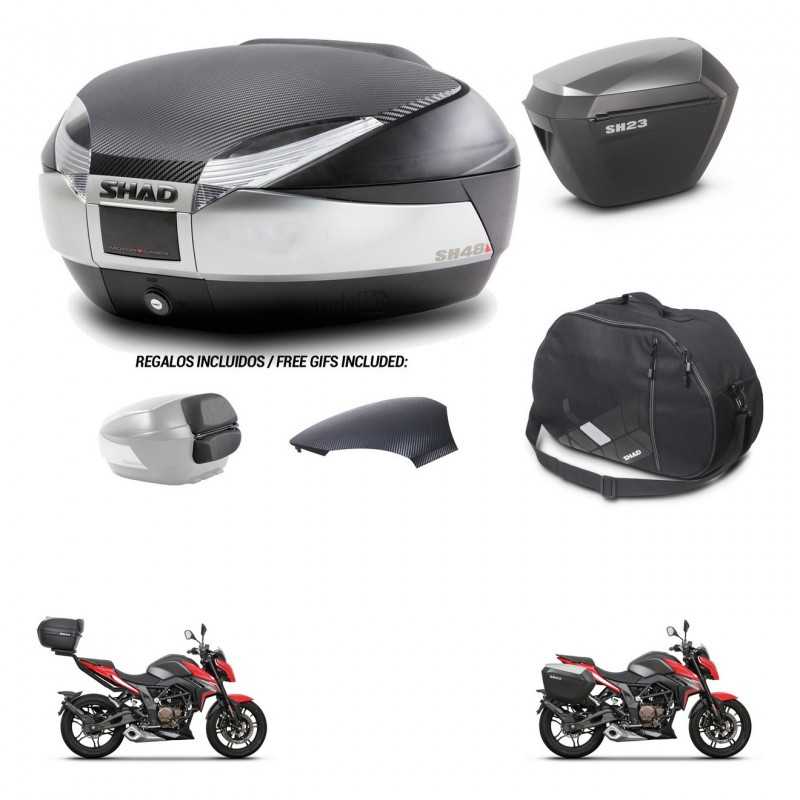 SHAD Side cases + rear trunk + inner bag + 3p hardware + mounting hardware SH48 SH23 ALU KIT-256391