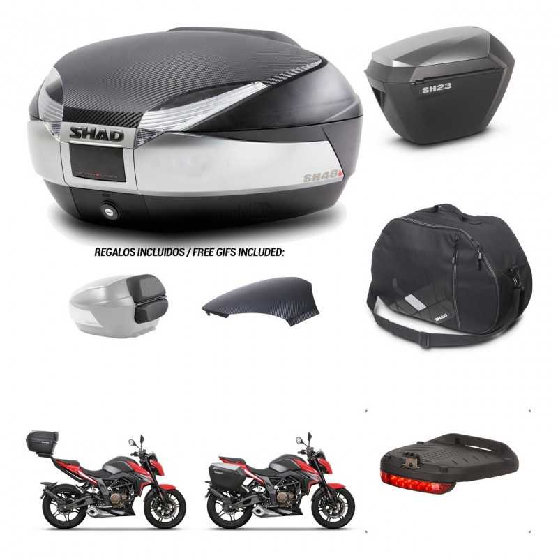 SHAD Side cases + rear trunk + accessories + 3p hardware + mounting hardware SH48 SH23 ALU KIT-256400