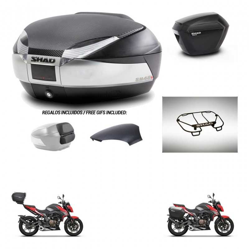 SHAD Maletas laterales + baul trasero parrilla portabultos superior herraje 3p montaje SH48 SH23 KIT-256403