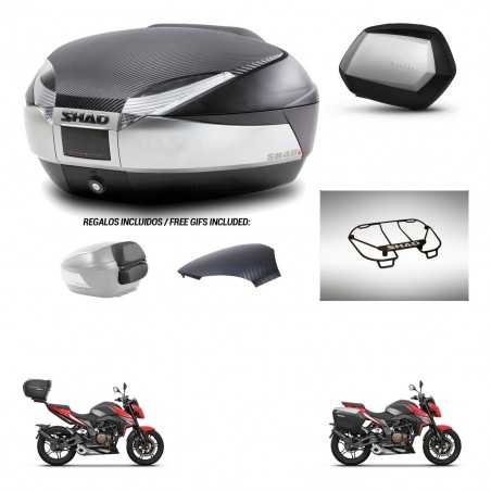 SHAD Maletas laterales + baul trasero parrilla portabultos superior herraje 3p montaje SH48 SC SH35 PREMIUM KIT-256408