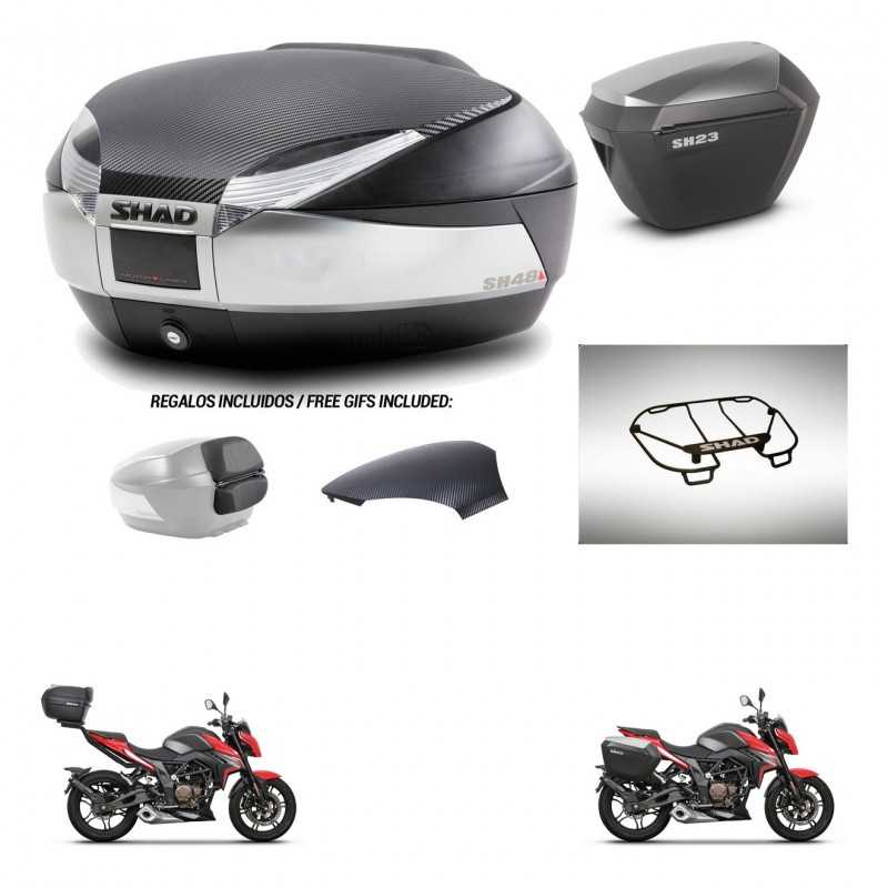 SHAD Maletas laterales + baul trasero parrilla portabultos superior herraje 3p montaje SH48 SH23 ALU KIT-256409