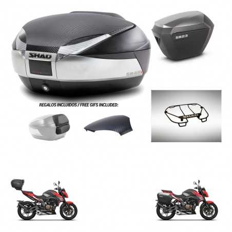SHAD Maletas laterales + baul trasero parrilla portabultos superior herraje 3p montaje SH48 SH23 ALU KIT-256409