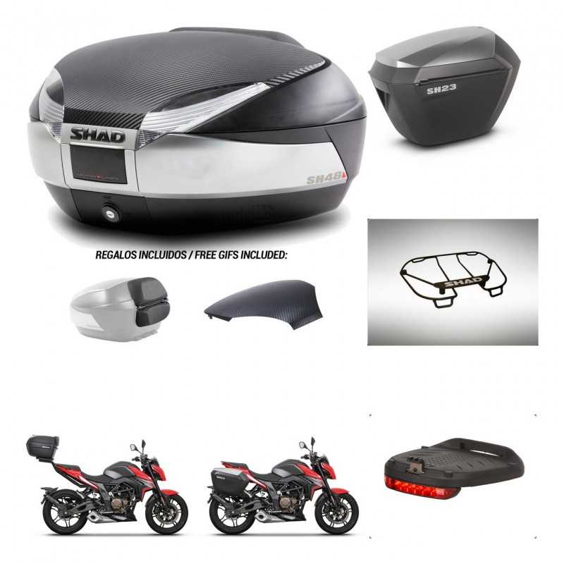 SHAD Maletas laterales + baul trasero accesorios herraje 3p montaje SH48 SH23 ALU KIT-256418