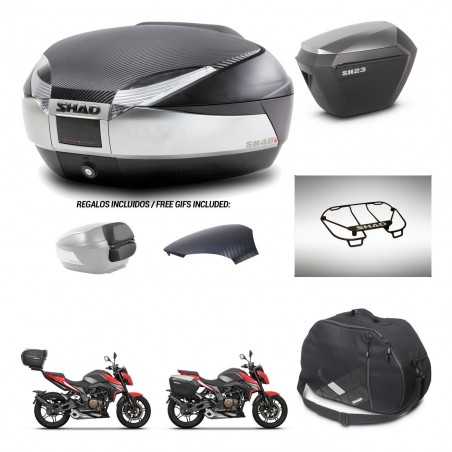 SHAD Maletas laterales + baul trasero accesorios herraje 3p montaje SH48 SH23 ALU KIT-256427