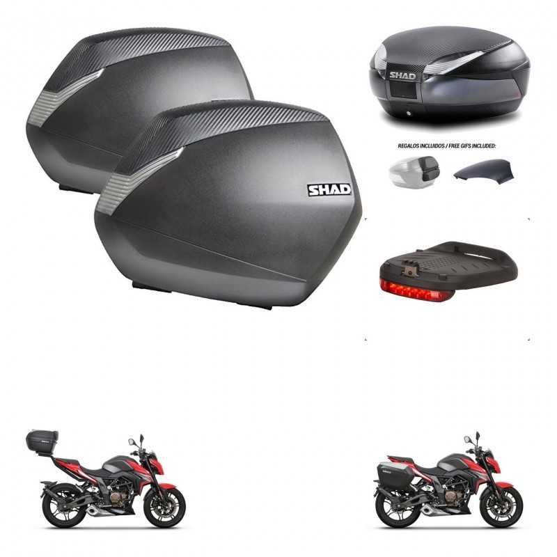 SHAD Baul trasero + maletas laterales luz de freno herraje 3p montaje SH36 SH 36 SH48 KIT-258679