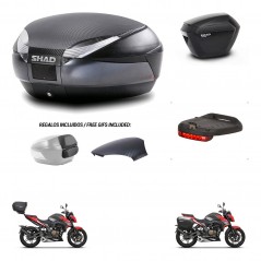 SHAD Maletas laterales + baul trasero luz de freno herraje 3p montaje SH48 SH23 KIT-258680