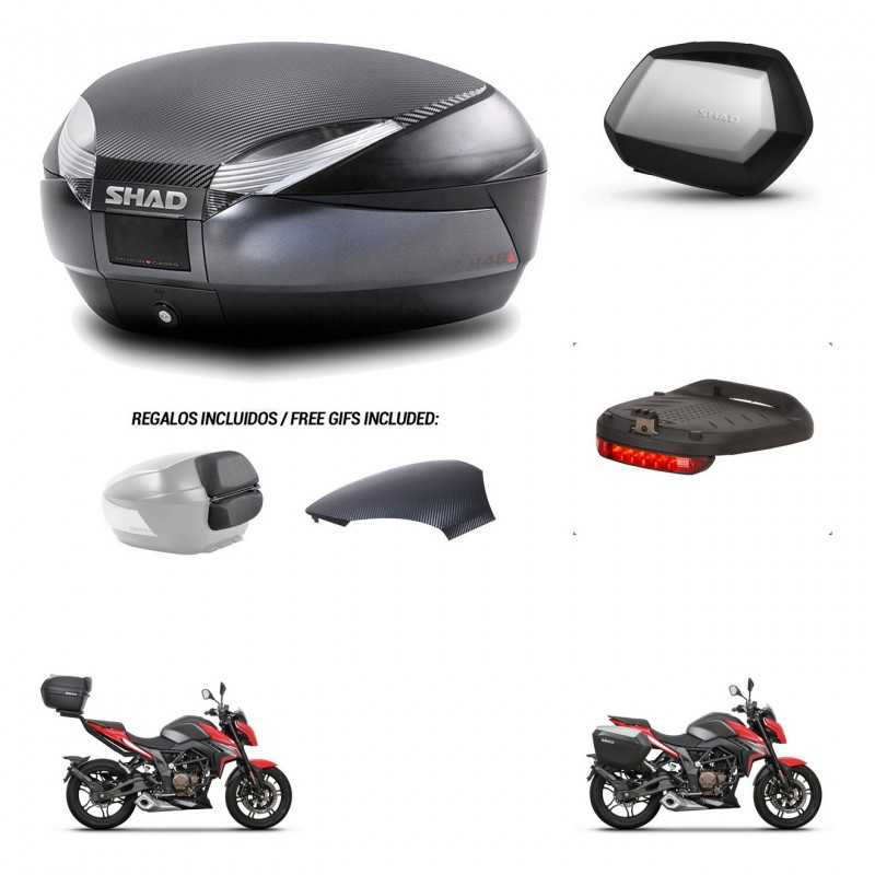 SHAD Side cases + rear trunk + brake light + 3p hardware + mounting hardware SH48 SC SH35 PREMIUM KIT-258685