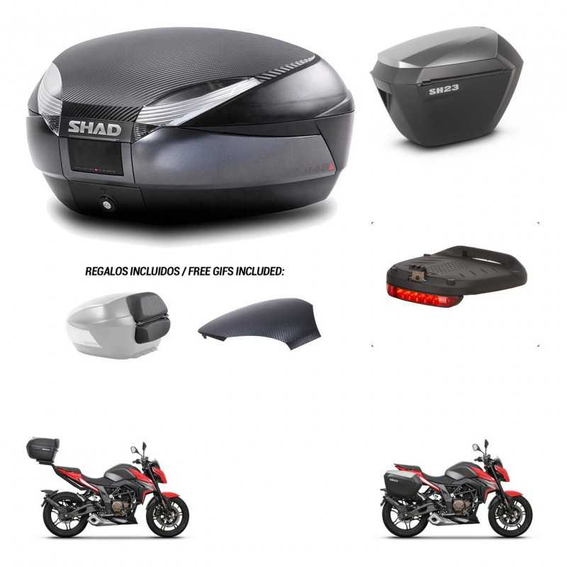 SHAD Side cases + rear trunk + brake light + 3p hardware + mounting hardware SH48 SH23 ALU KIT-258686