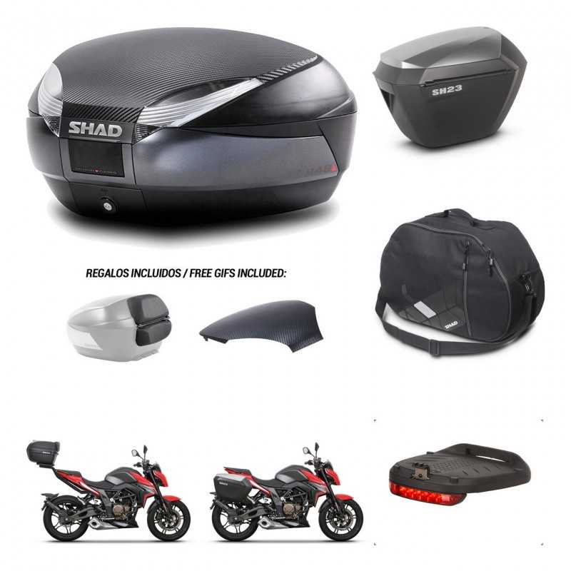 SHAD Side cases + rear trunk + accessories + 3p hardware + mounting hardware SH48 SH23 ALU KIT-258704