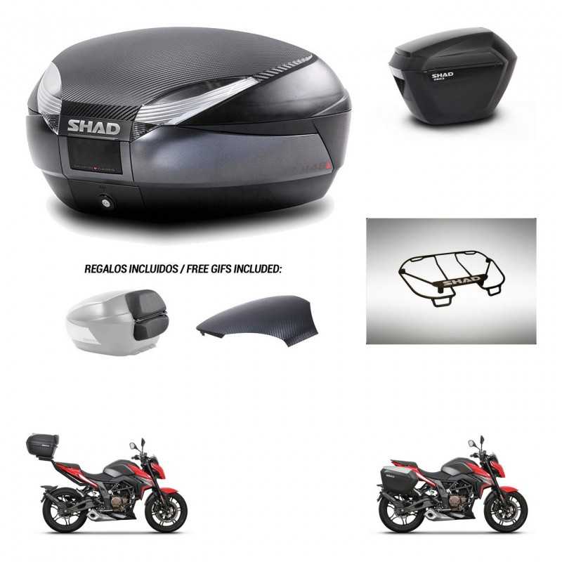 SHAD Side cases + rear trunk + upper rack rack + 3p hardware + mounting hardware SH48 SH23 KIT-258707
