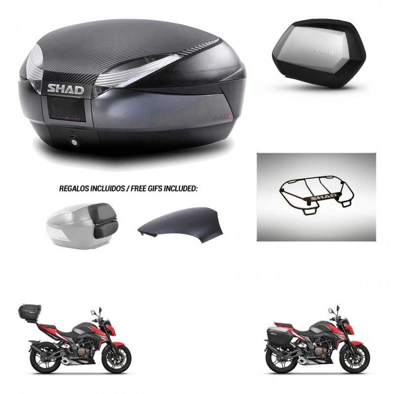 SHAD Maletas laterales + baul trasero parrilla portabultos superior herraje 3p montaje SH48 SC SH35 PREMIUM KIT-258712