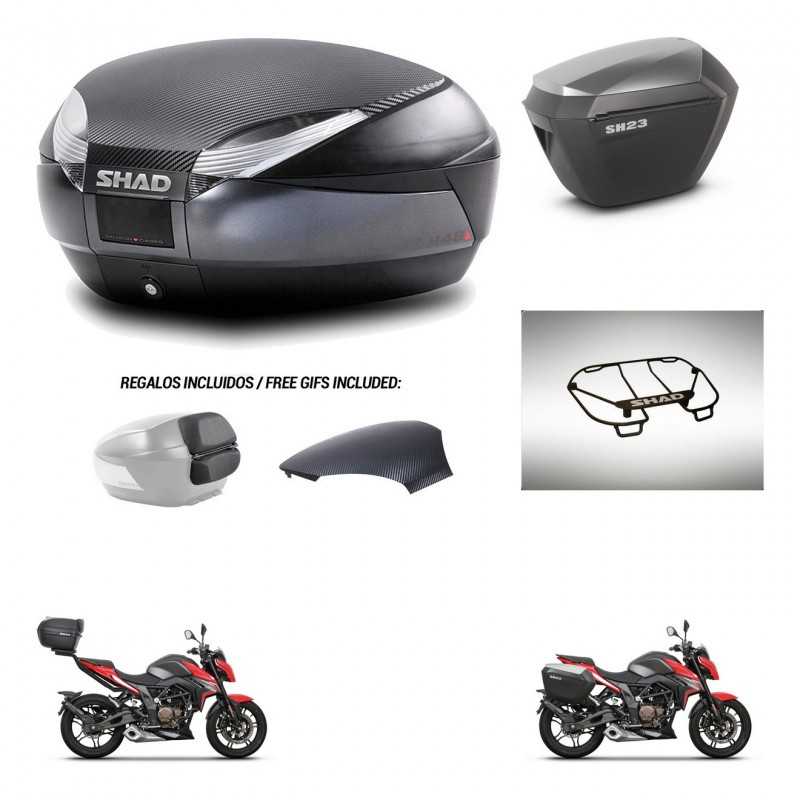 SHAD Maletas laterales + baul trasero parrilla portabultos superior herraje 3p montaje SH48 SH23 ALU KIT-258713