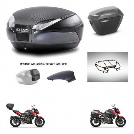 SHAD Side cases + rear trunk + upper rack rack + 3p hardware + mounting hardware SH48 SH23 ALU KIT-258713