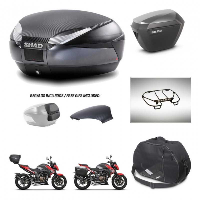 SHAD Side cases + rear trunk + accessories + 3p hardware + mounting hardware SH48 SH23 ALU KIT-258731