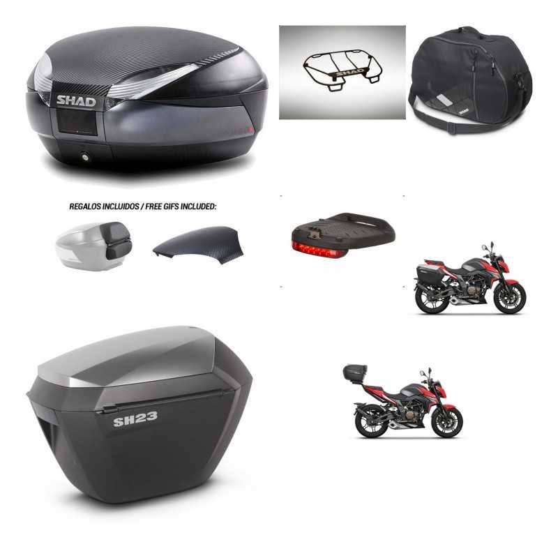 SHAD Side cases + rear trunk + accessories + 3p hardware + mounting hardware SH48 SH23 ALU KIT-258740
