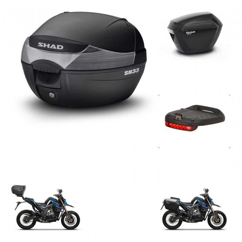 SHAD Maletas laterales + baul trasero luz de freno herraje 3p montaje SH33 SH 33 SH23 KIT-259148