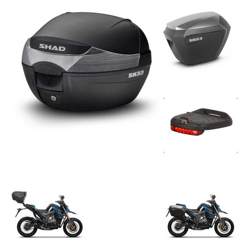 SHAD Maletas laterales + baul trasero luz de freno herraje 3p montaje SH33 SH 33 SH23 ALU KIT-259154