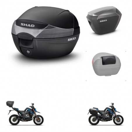 SHAD Side cases + rear trunk + passenger backrest + 3p hardware + mounting hardware SH33 SH 33 SH23 ALU KIT-259163