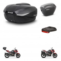 SHAD Maletas laterales + baul trasero luz de freno herraje 3p montaje SH58X SH23 ALU KIT-261350