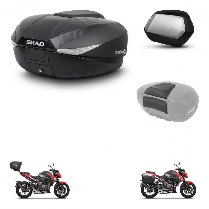 SHAD Maletas laterales + baul trasero respaldo de pasajero herraje 3p montaje SH58X SC SH35 PREMIUM KIT-261376
