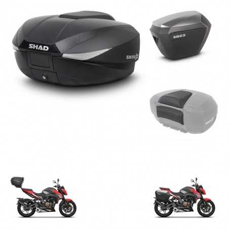 SHAD Maletas laterales + baul trasero respaldo de pasajero herraje 3p montaje SH58X SH23 ALU KIT-261377