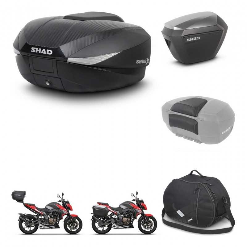 SHAD Maletas laterales + baul trasero accesorios herraje 3p montaje SH58X SH23 ALU KIT-261395