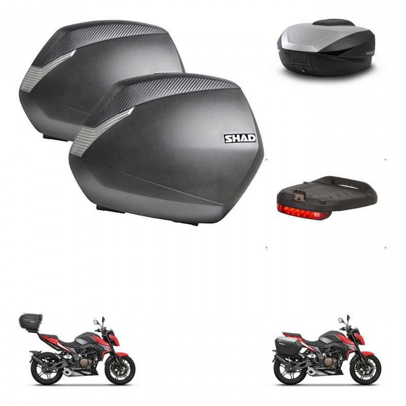 SHAD Baul trasero + maletas laterales luz de freno herraje 3p montaje SH36 SH 36 SH59X ALU KIT-263647