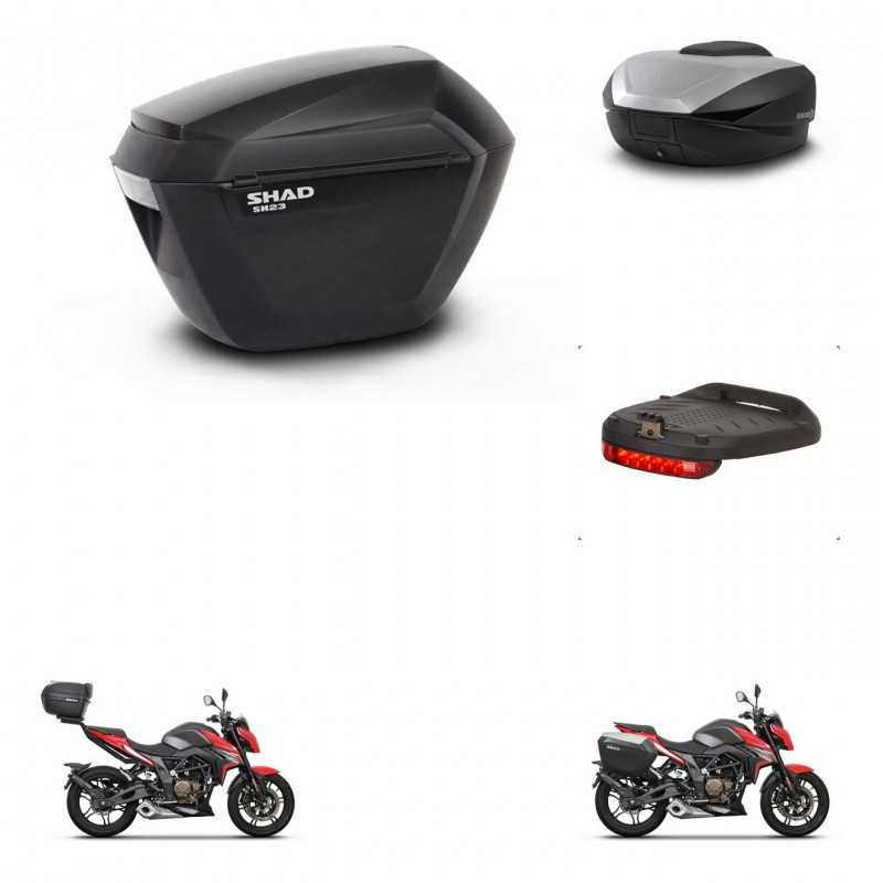 SHAD Baul trasero + maletas laterales luz de freno herraje 3p montaje SH23 SH59X ALU KIT-263648