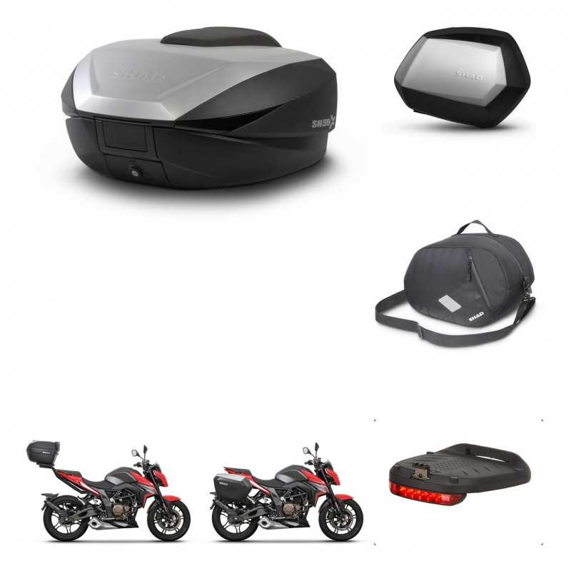 SHAD Maletas laterales + baul trasero accesorios herraje 3p montaje SH59X ALU SC SH35 PREMIUM KIT-263652