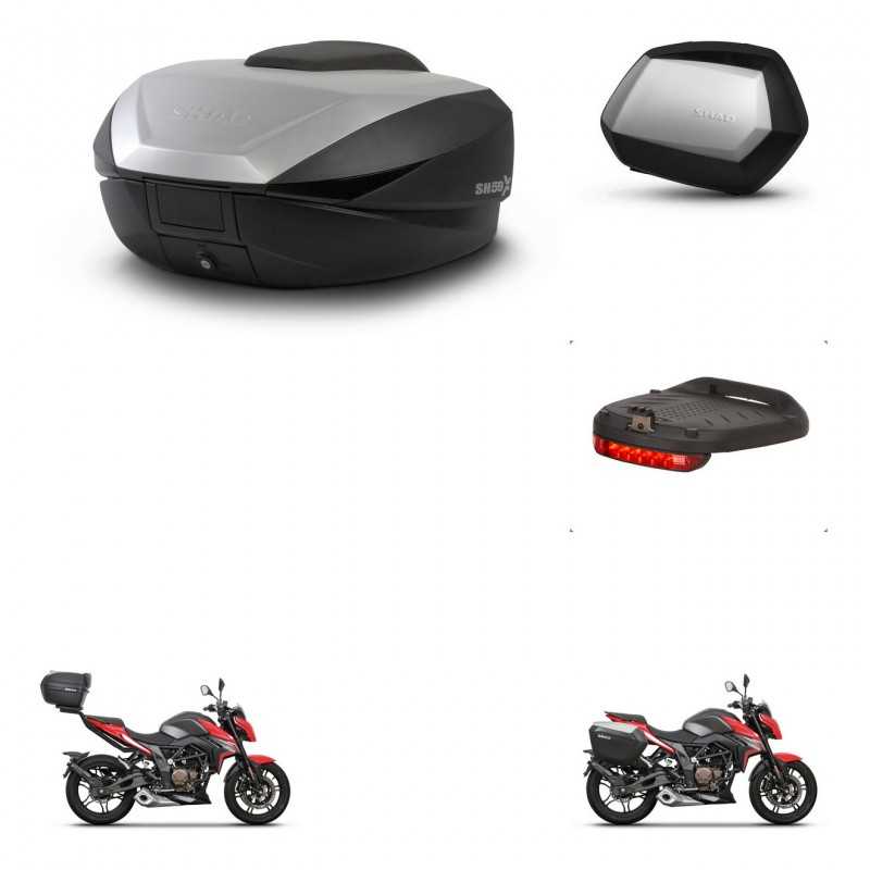 SHAD Maletas laterales + baul trasero luz de freno herraje 3p montaje SH59X ALU SC SH35 PREMIUM KIT-263653
