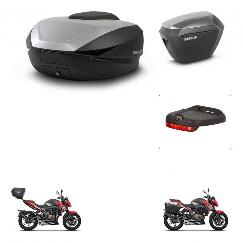 SHAD Maletas laterales + baul trasero luz de freno herraje 3p montaje SH59X ALU SH23 KIT-263654