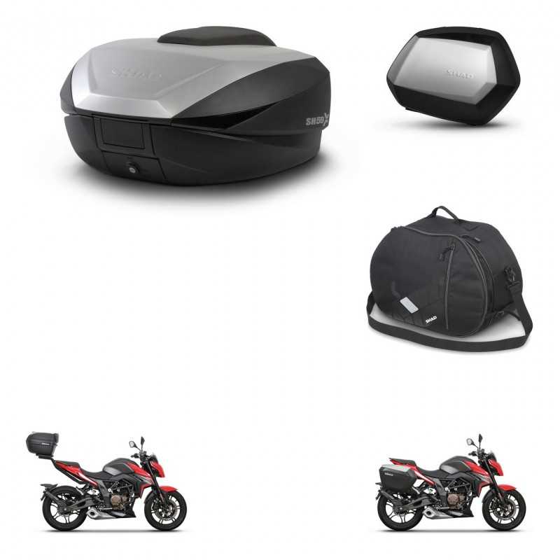 SHAD Side cases + rear trunk + inner bag + 3p hardware + mounting hardware SH59X ALU SC SH35 PREMIUM KIT-263662