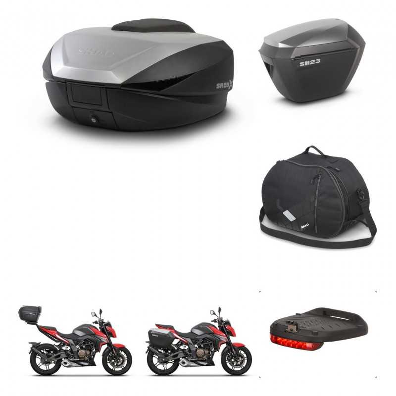 SHAD Maletas laterales + baul trasero accesorios herraje 3p montaje SH59X ALU SH23 KIT-263672
