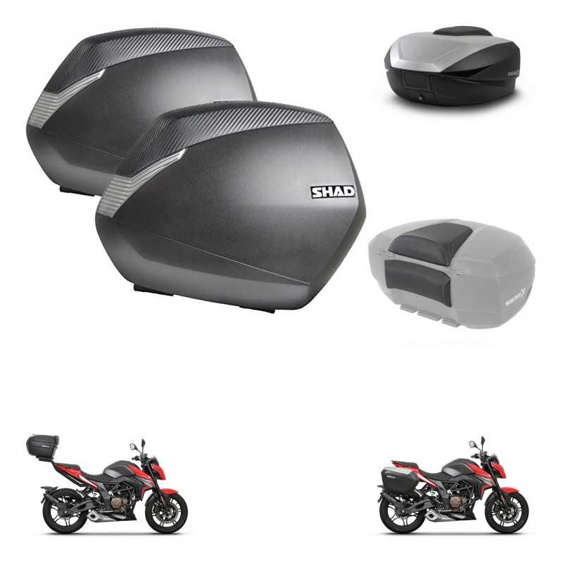 SHAD Rear trunk + side cases + passenger backrest + 3p hardware + mounting hardware SH36 SH 36 SH59X ALU KIT-263674