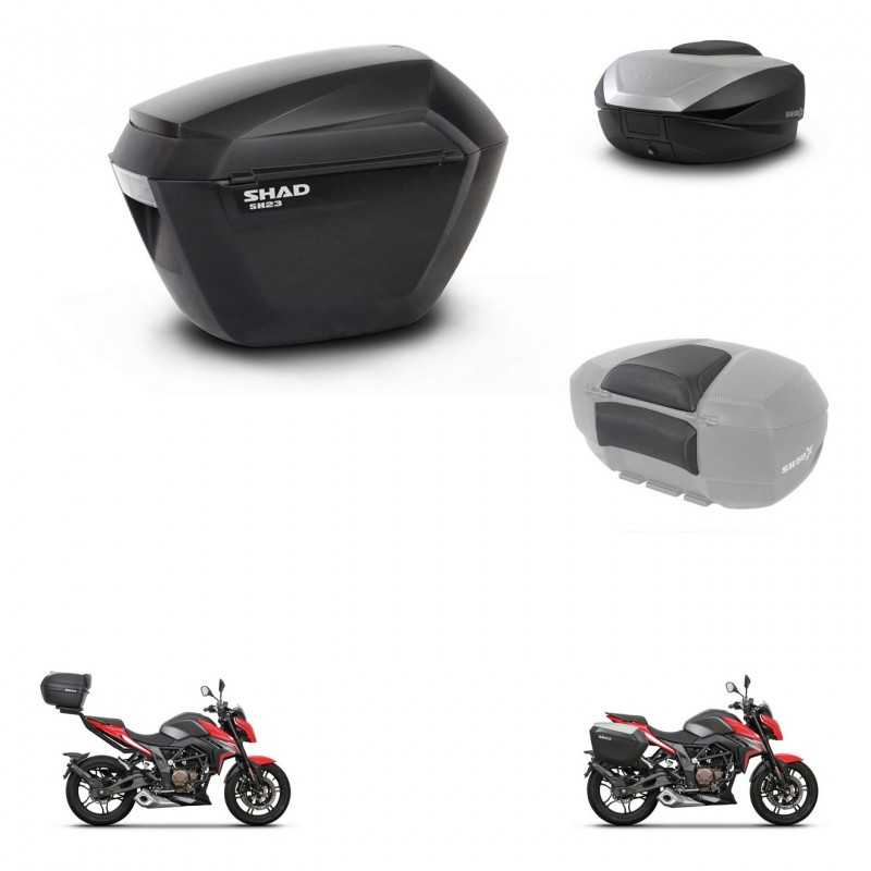 SHAD Rear trunk + side cases + passenger backrest + 3p hardware + mounting hardware SH23 SH59X ALU KIT-263675