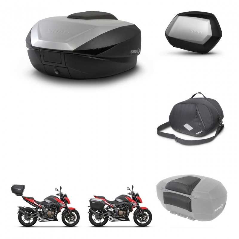 SHAD Side cases + rear trunk + accessories + 3p hardware + mounting hardware SH59X ALU SC SH35 PREMIUM KIT-263679