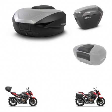 SHAD Side cases + rear trunk + passenger backrest + 3p hardware + mounting hardware SH59X ALU SH23 ALU KIT-263681