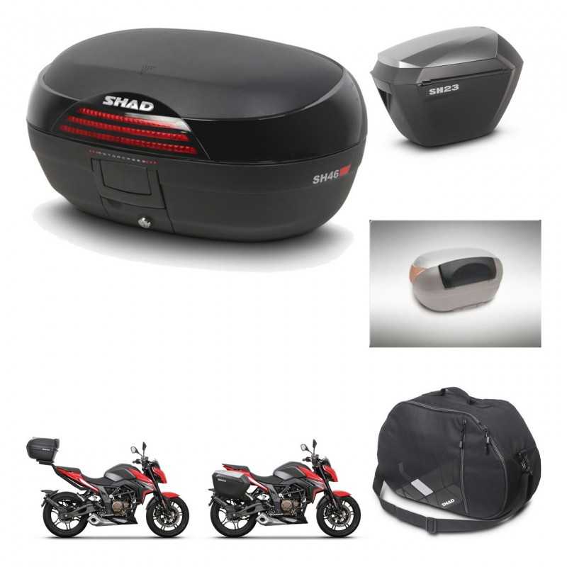 SHAD Maletas laterales + baul trasero accesorios herraje 3p montaje SH46 SH 46 NEW MODEL SH23 ALU KIT-268091