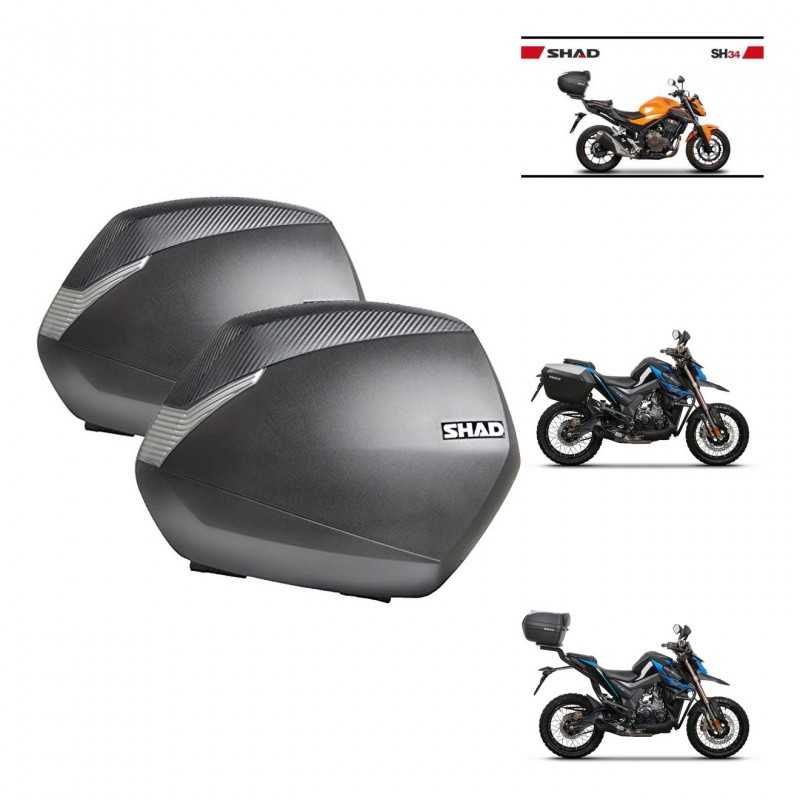 SHAD Baul trasero + maletas laterales herraje 3p montaje SH36 SH 36 SH34 CARBON LOOK KIT-268570
