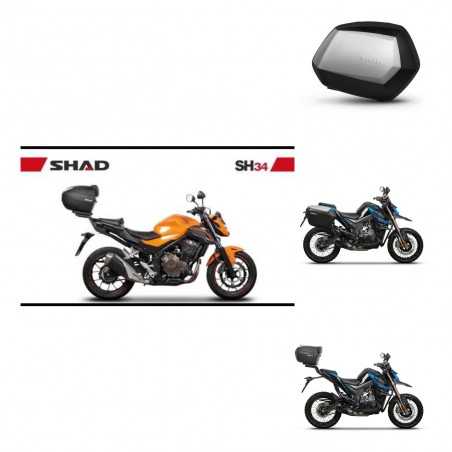 SHAD Maletas laterales + baul trasero herraje 3p montaje SH34 CARBON LOOK SC SH35 PREMIUM KIT-268576