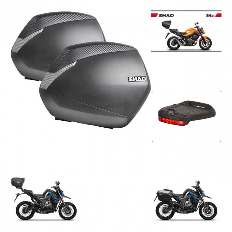 SHAD Baul trasero + maletas laterales luz de freno herraje 3p montaje SH36 SH 36 SH34 CARBON LOOK KIT-268579