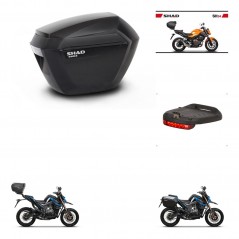 SHAD Baul trasero + maletas laterales luz de freno herraje 3p montaje SH23 SH34 CARBON LOOK KIT-268580