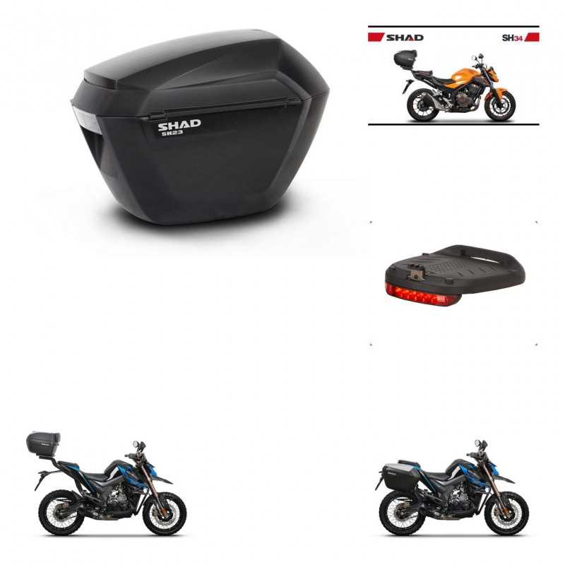SHAD Rear trunk + side cases + brake light + 3p hardware + mounting hardware SH23 SH34 CARBON LOOK KIT-268580