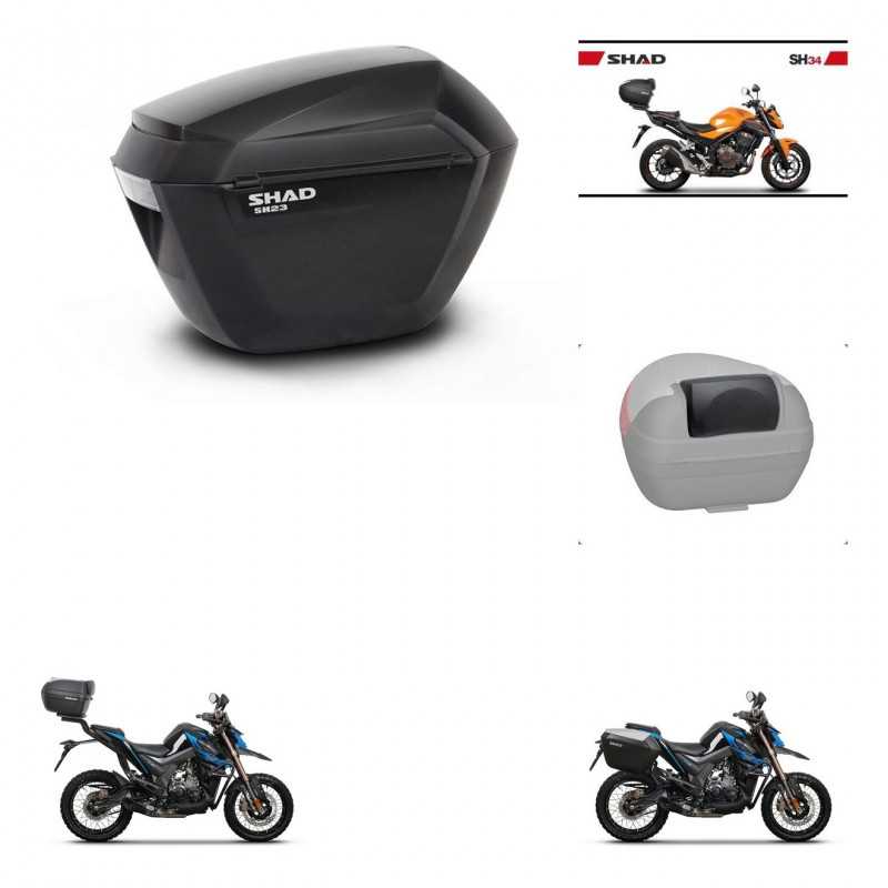 SHAD Rear trunk + side cases + passenger backrest + 3p hardware + mounting hardware SH23 SH34 CARBON LOOK KIT-268589