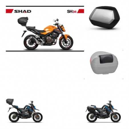 SHAD Maletas laterales + baul trasero respaldo de pasajero herraje 3p montaje SH34 CARBON LOOK SC SH35 PREMIUM KIT-268594