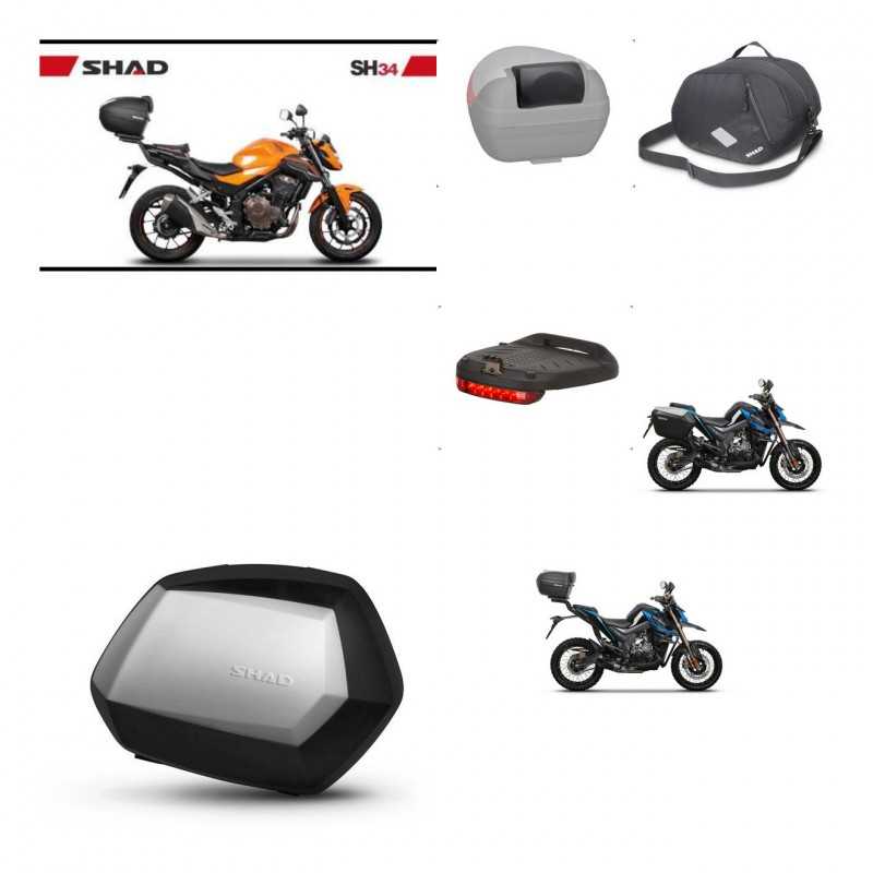 SHAD Maletas laterales + baul trasero accesorios herraje 3p montaje SH34 CARBON LOOK SC SH35 PREMIUM KIT-268602