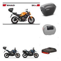 SHAD Maletas laterales + baul trasero accesorios herraje 3p montaje SH34 CARBON LOOK SH23 ALU KIT-268604