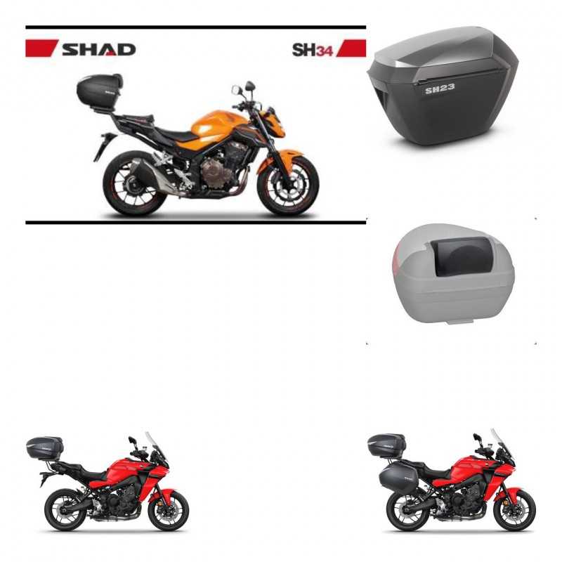 SHAD Maletas laterales + baul trasero respaldo de pasajero herraje 3p montaje SH34 CARBON LOOK SH23 ALU KIT-268667