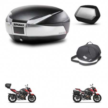 SHAD Maletas laterales + baul trasero bolsa interna herraje 3p montaje SH48 TITANIUM PREMIUM SC SH35 KIT-270771