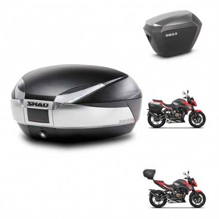 SHAD Maletas laterales + baul trasero herraje 3p montaje SH48 TITANIUM PREMIUM SH23 ALU KIT-270773